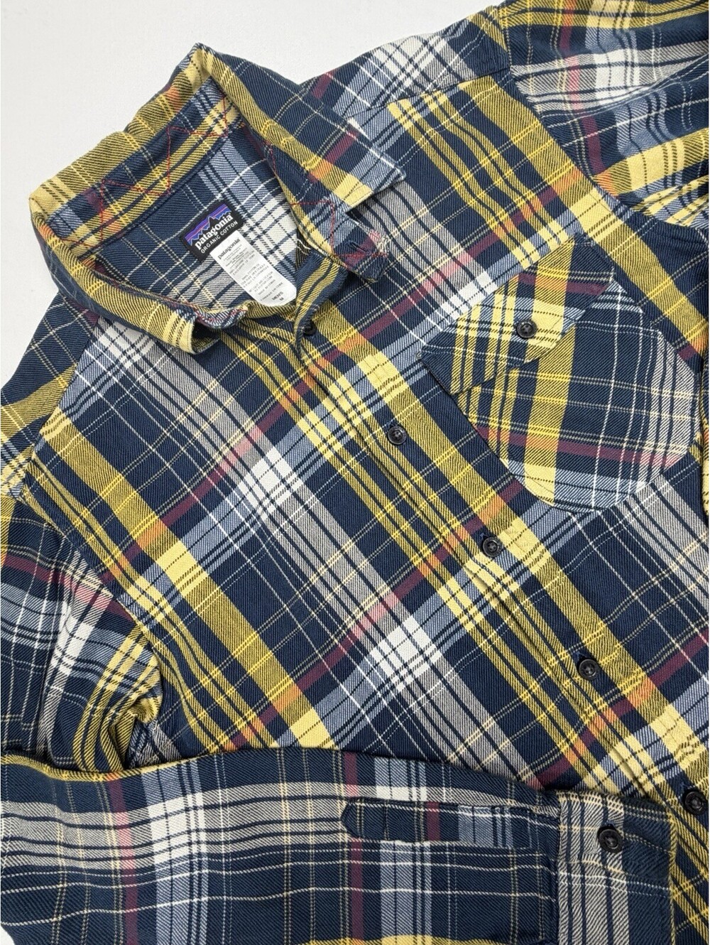 Patagonia Iron Ridge Shirt Men’s M 100% Organic Cotton Plaid Flannel Loop Collar